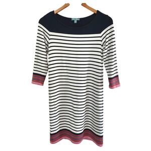 Fleur Bleue Knit Navy White Striped Tee Dress Size XS Casual Coastal Nautical